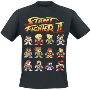 Street Fighter 2 - Pixel Characters Camiseta Negro